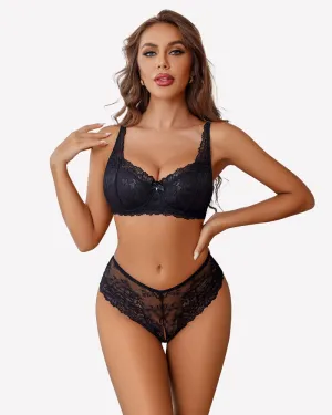 2 Piece Lace Bra and Panty Sets Outfits