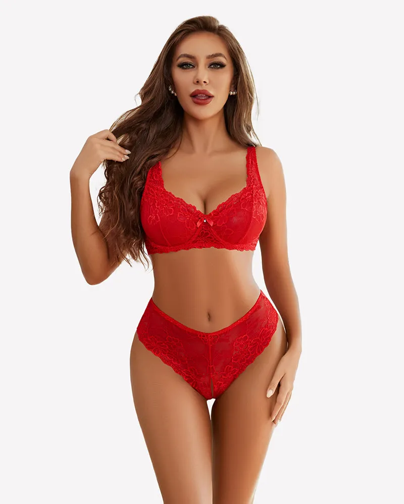 2 Piece Lace Bra and Panty Sets Outfits