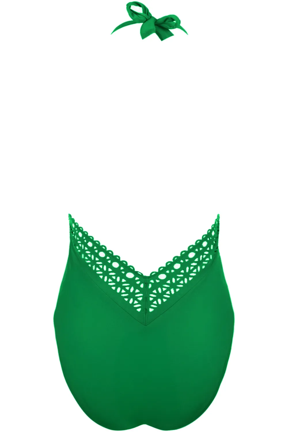 Ajourage Couture Plunge Halter Swimsuit in Green