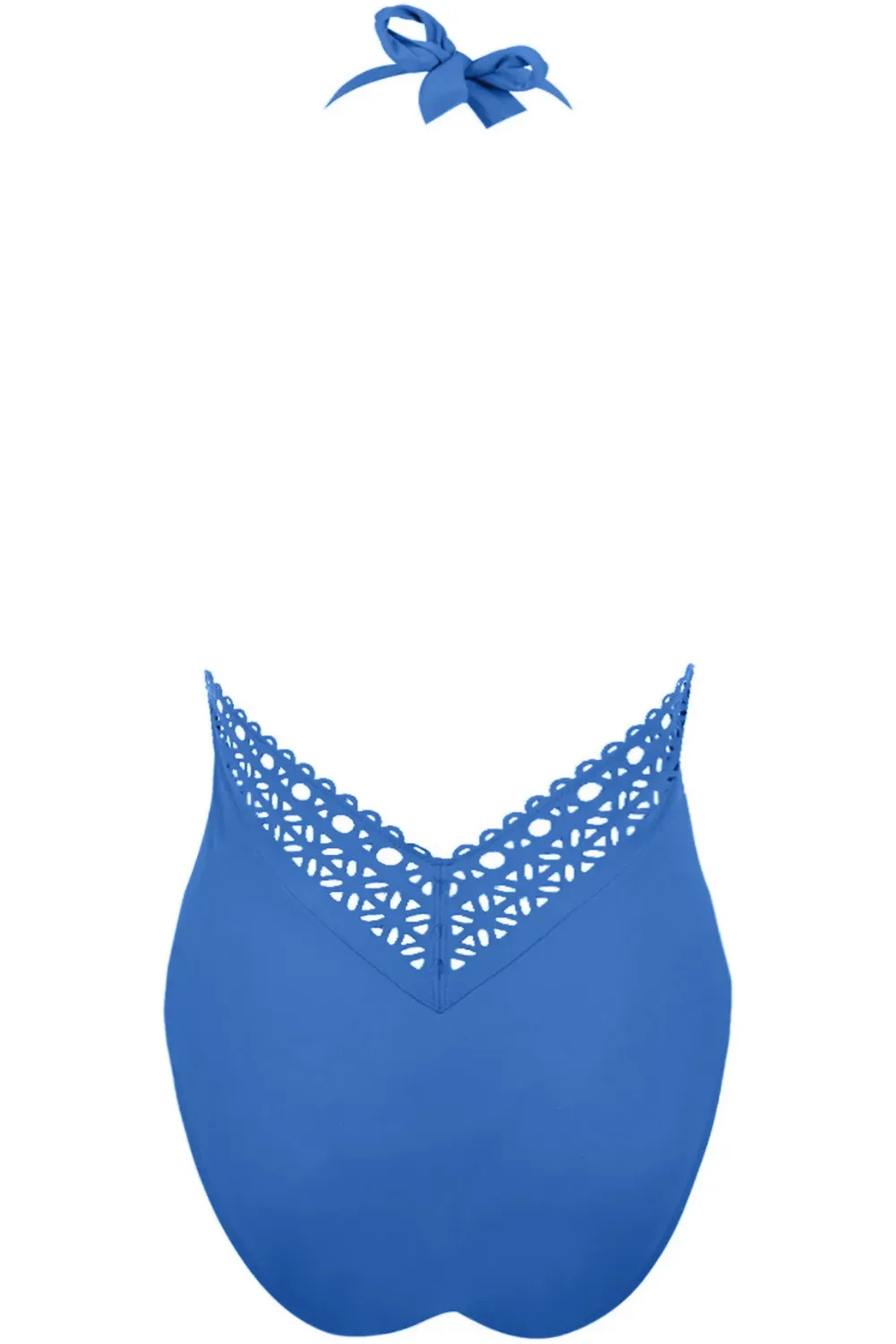 Ajourage Couture Plunging Halter Swimsuit in Blue