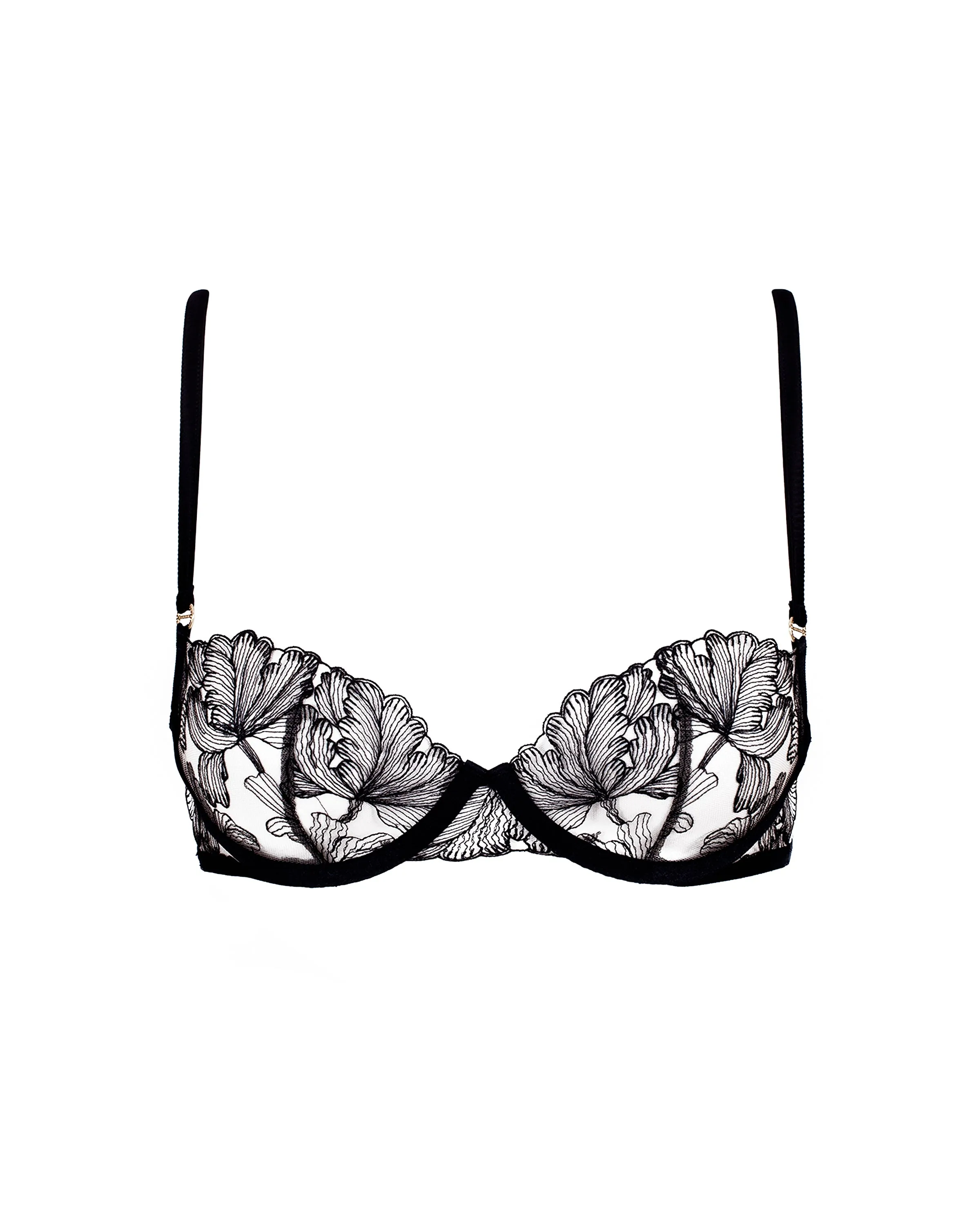 Alula Embroidered Sheer Bra Black