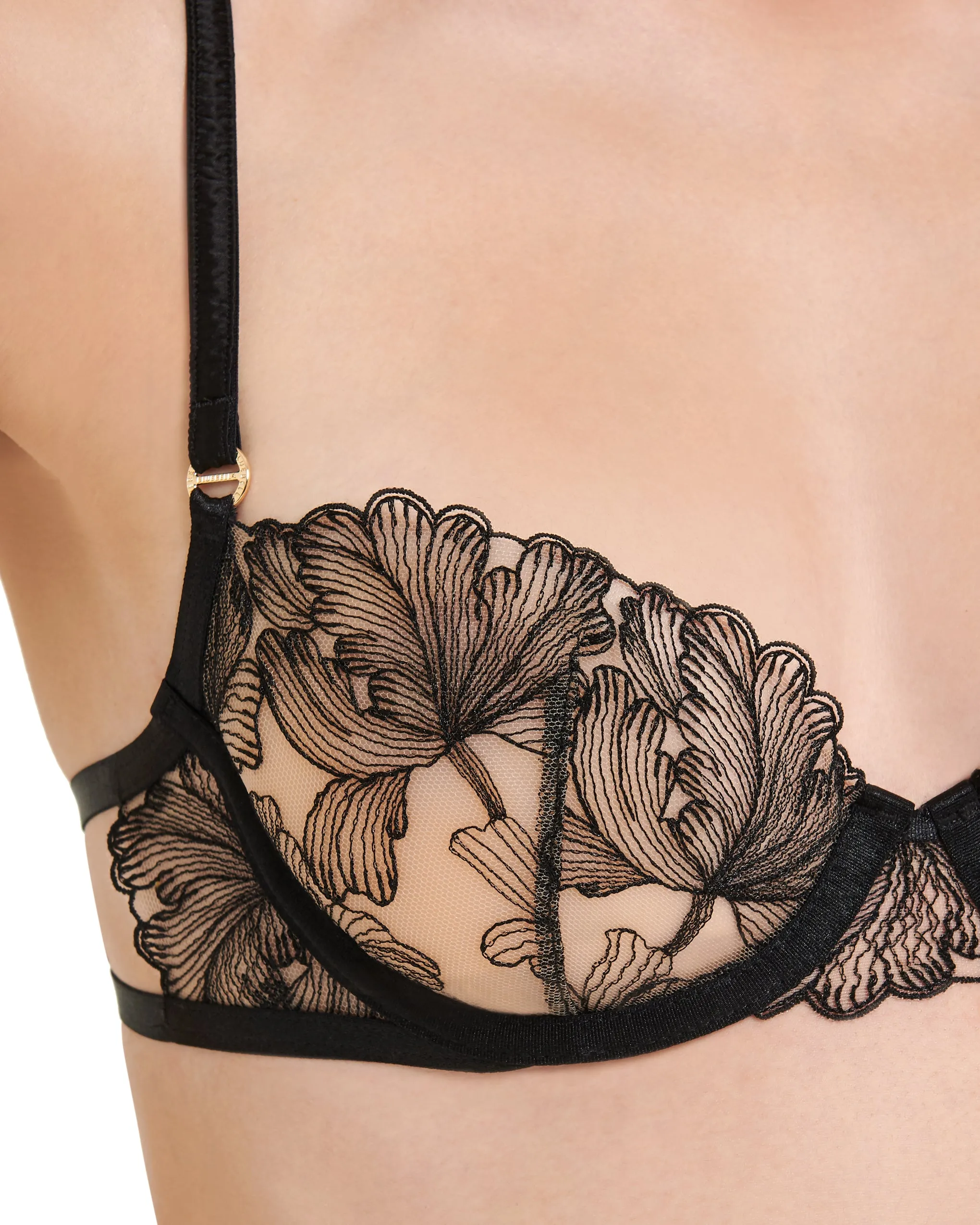 Alula Embroidered Sheer Bra Black