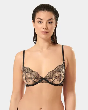 Alula Embroidered Sheer Bra Black