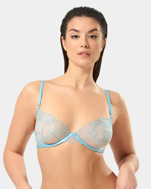 Alula Embroidered Sheer Bra Blue