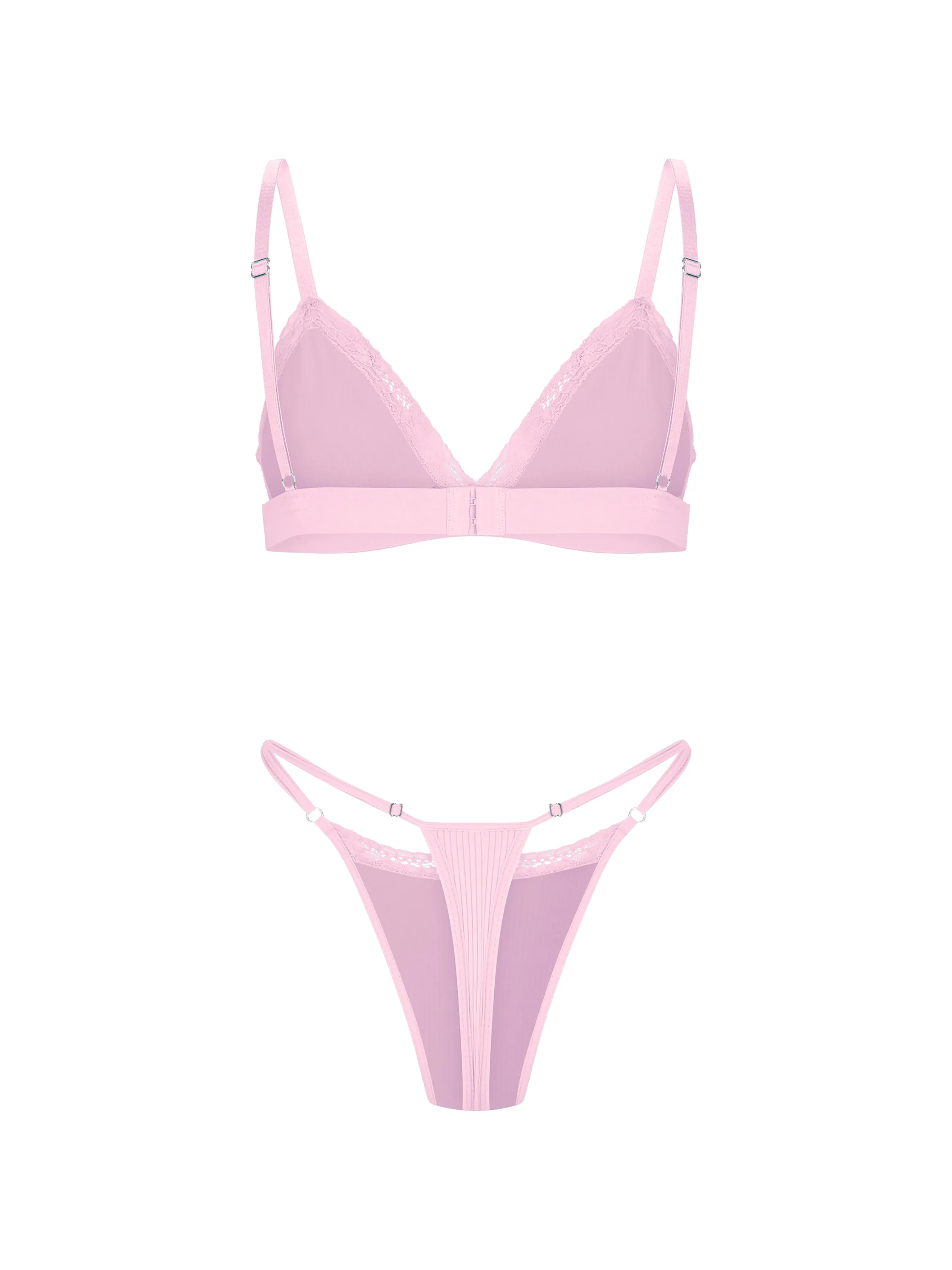 Basic Ribbed Laced Set- Light Pink
