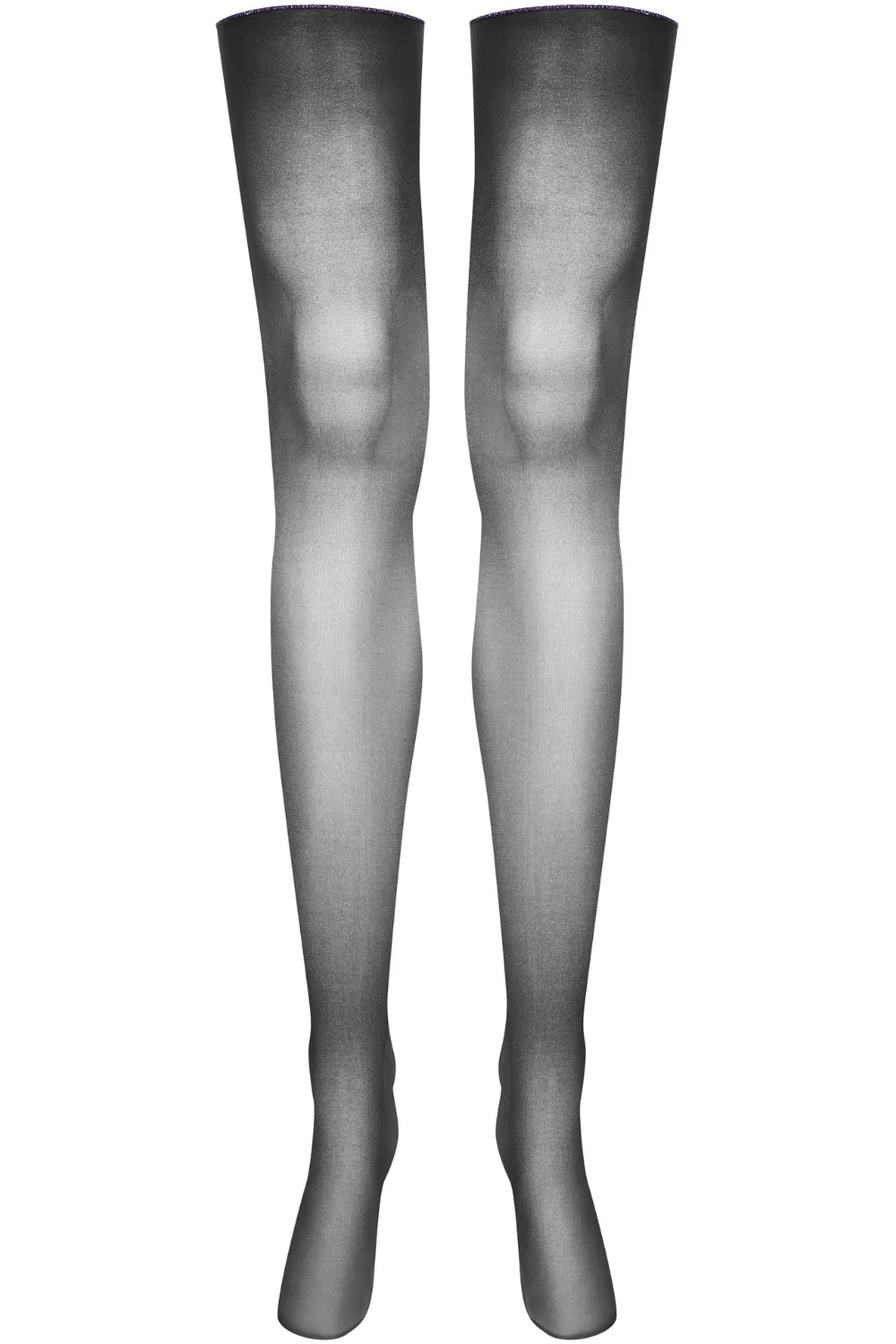 Black Cut & Curled Purple Lurex Seam Stockings 20 Denier
