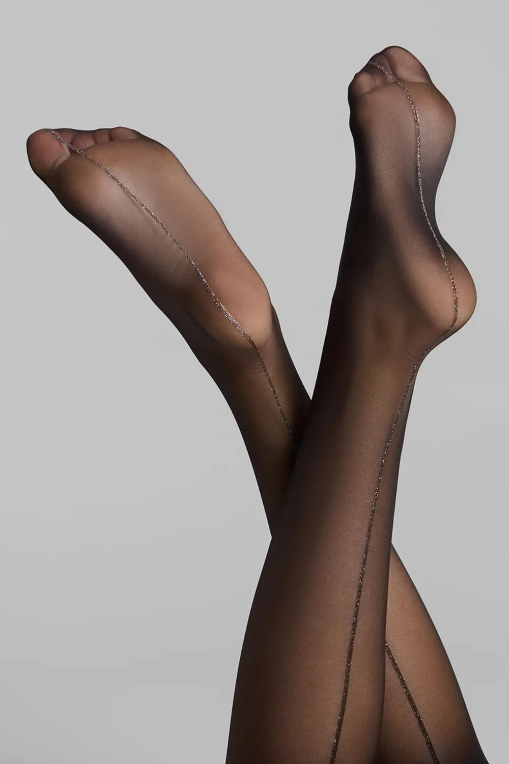 Black Cut & Curled Silver Lurex Seam Stockings 20 Denier