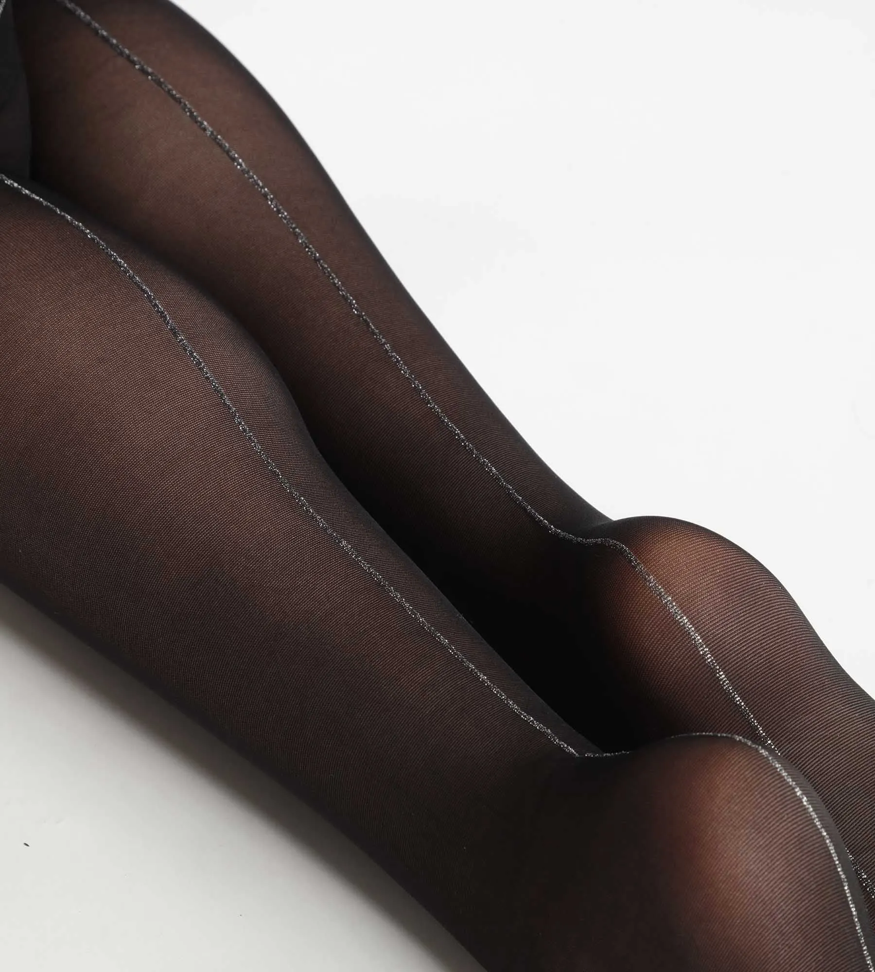 Black sheer tights with silver lurex band Dim Style