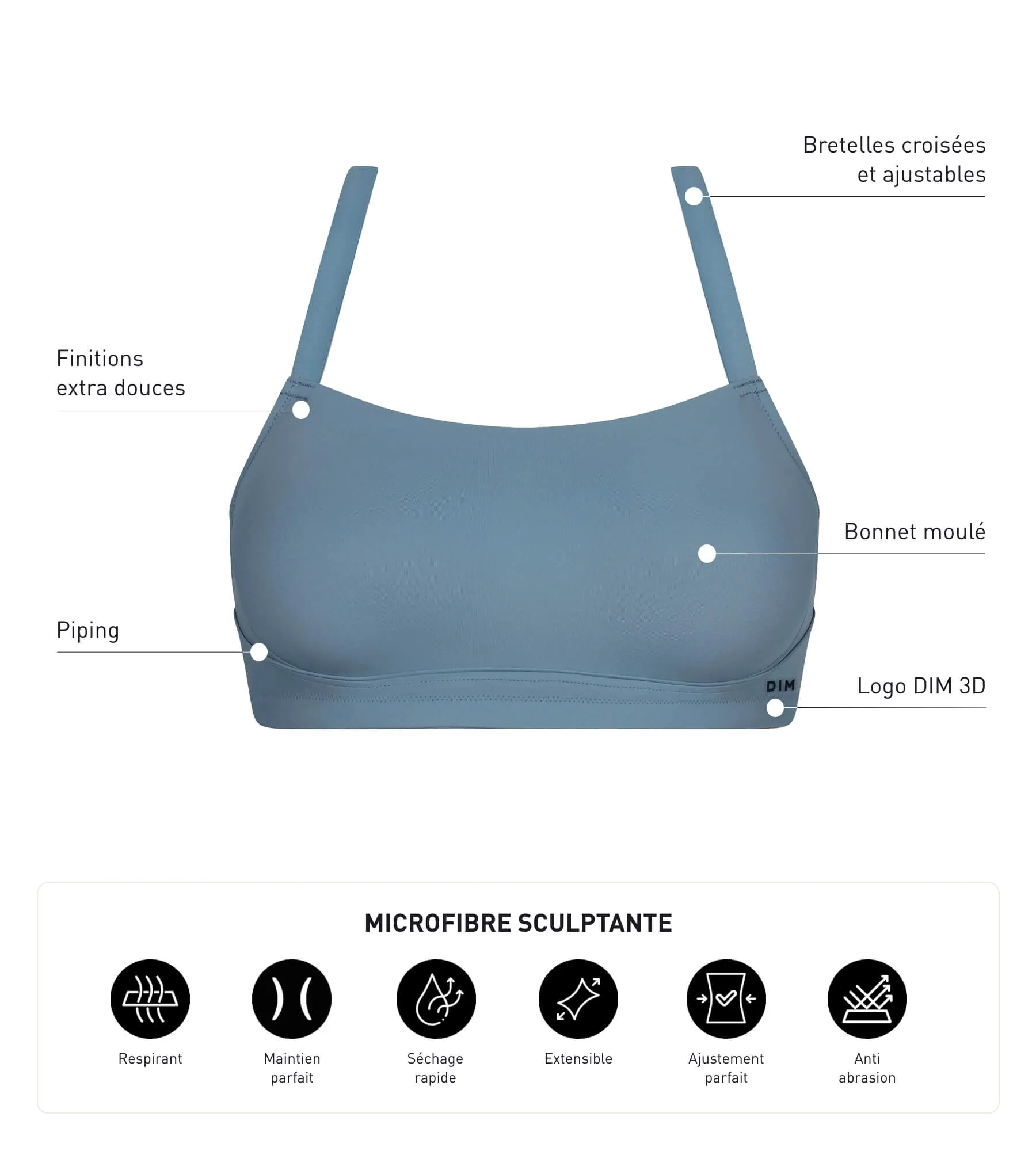 Blue Jean Move sculpting microfibre sports bra