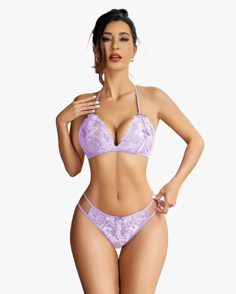 Bra and Panty Set Halter Lace 2 Piece Set