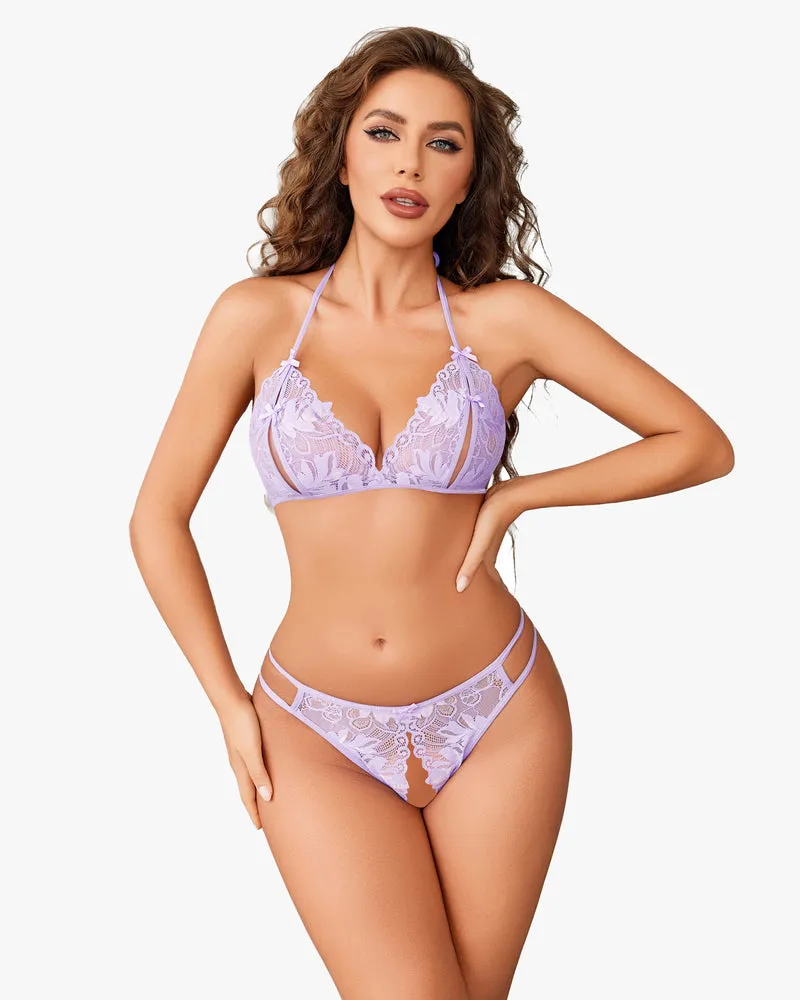 Bra and Panty Set Halter Lace 2 Piece Set