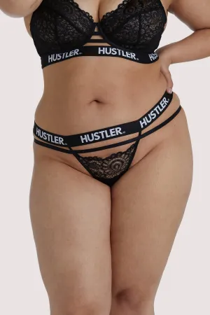 Branded Black Lace Curve Thong
