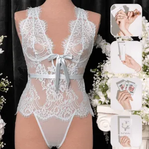 Bridal Bundle: Eyelash Lace Teddy - Something Blue