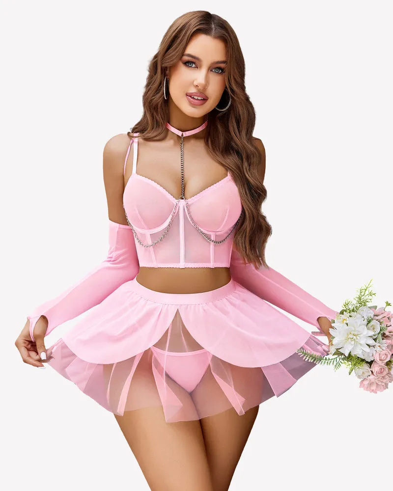 Chain Linked Bustier Lingerie Set