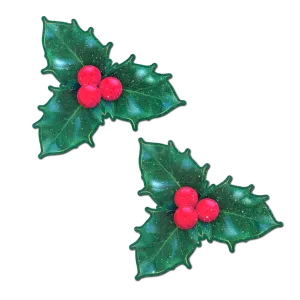 Christmas Winter Holly with Red Berries Nipple Pasties