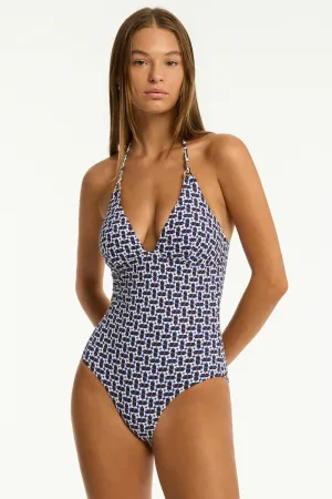 Coast Longline Halterneck Swimsuit in Cobalt