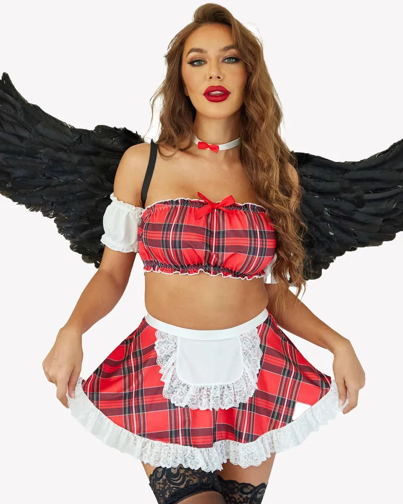 Contrast Lace Maid Set (5Pcs)