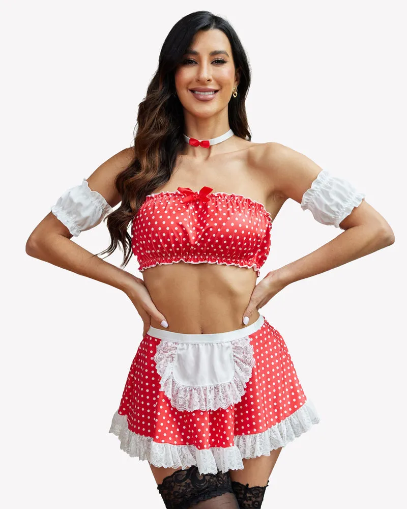 Contrast Lace Maid Set (5Pcs)