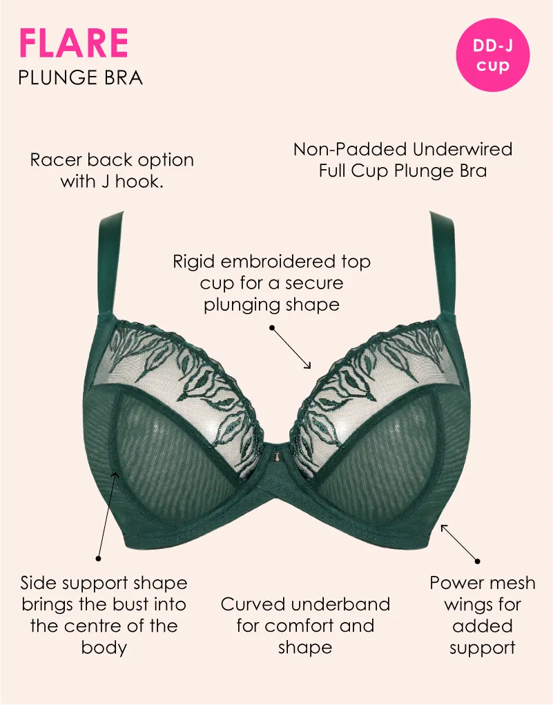Curvy Kate Flare Full Plunge Side Support Multiway Bra Emerald Sparkle
