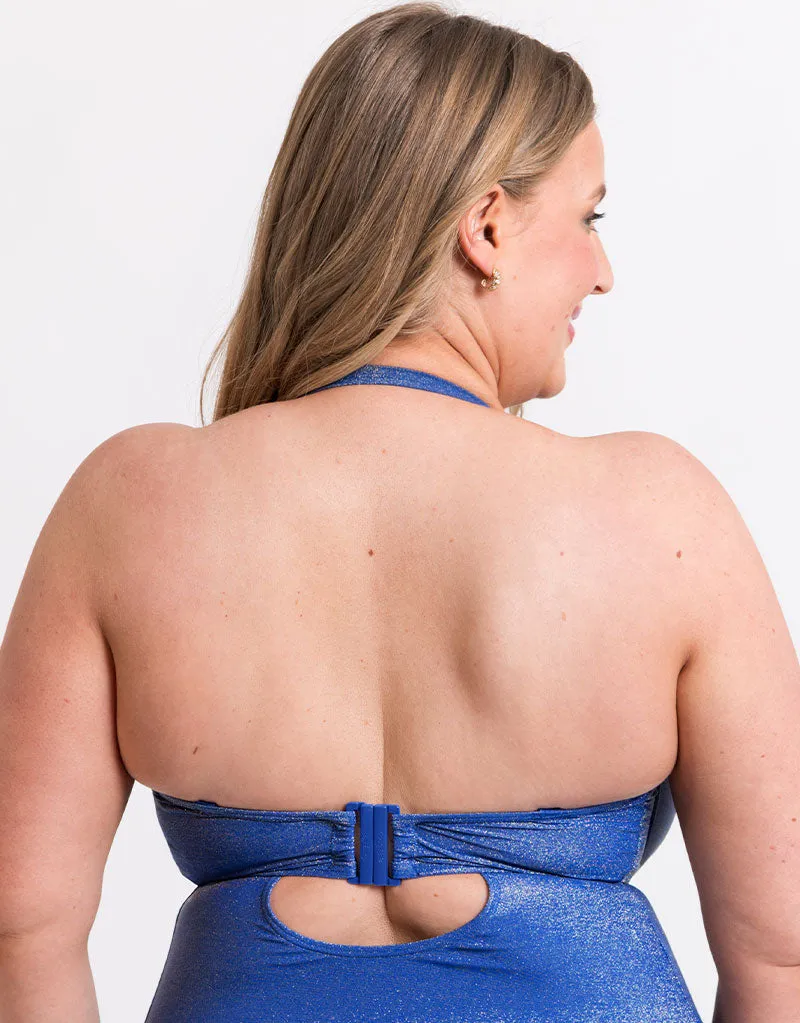 Curvy Kate Sapphire Seas Bandeau Strapless Multiway Swimsuit Blue Sparkle