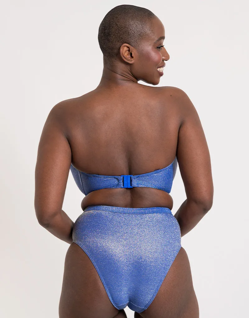 Curvy Kate Sapphire Seas High Waist Bikini Brief Blue Sparkle