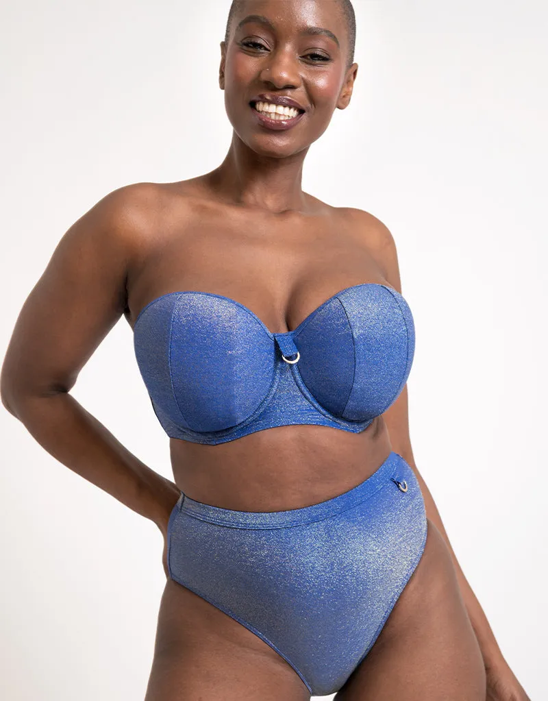Curvy Kate Sapphire Seas High Waist Bikini Brief Blue Sparkle