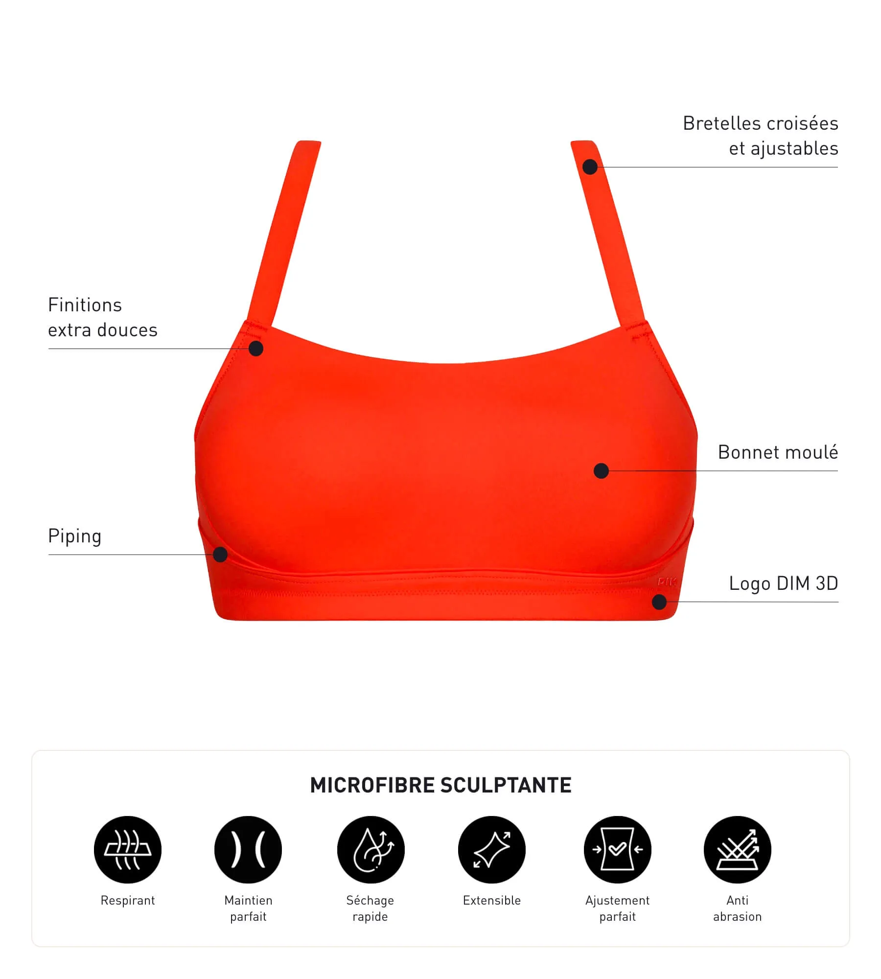 Dim Move orange sculpting microfibre sports bra