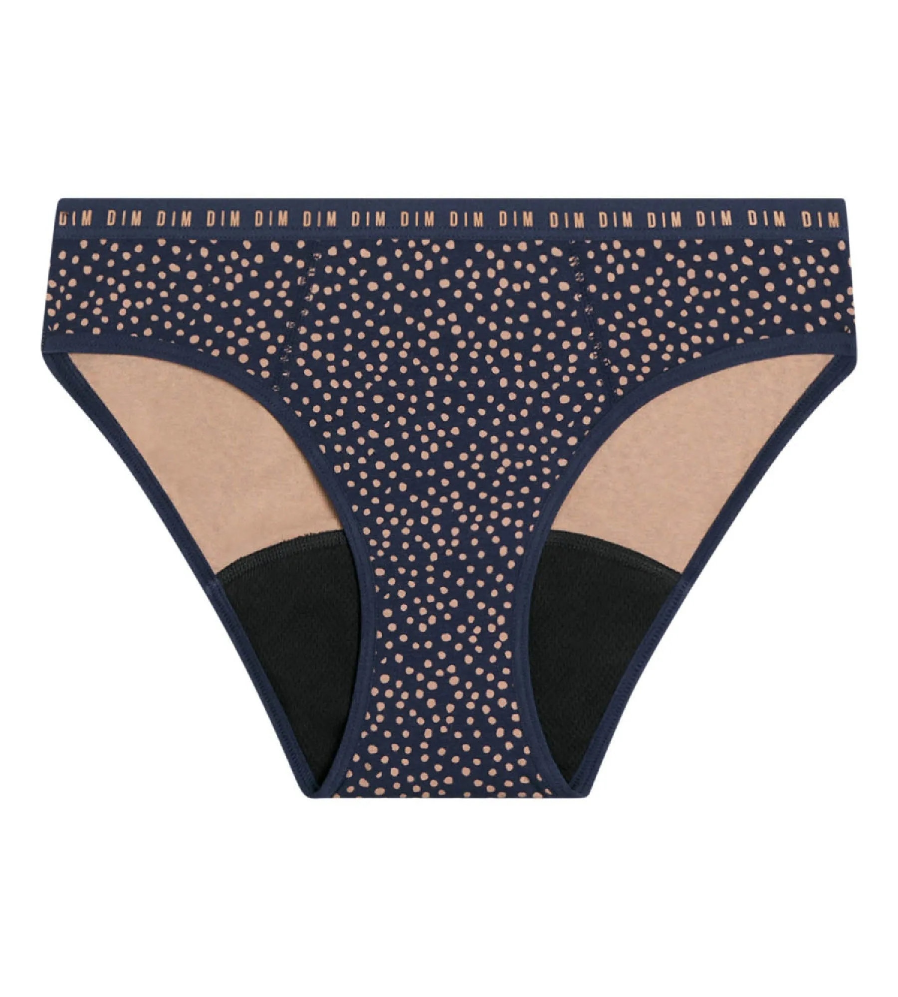 Dim Protect medium flow Menstrual knickers in organic cotton and indigo dots