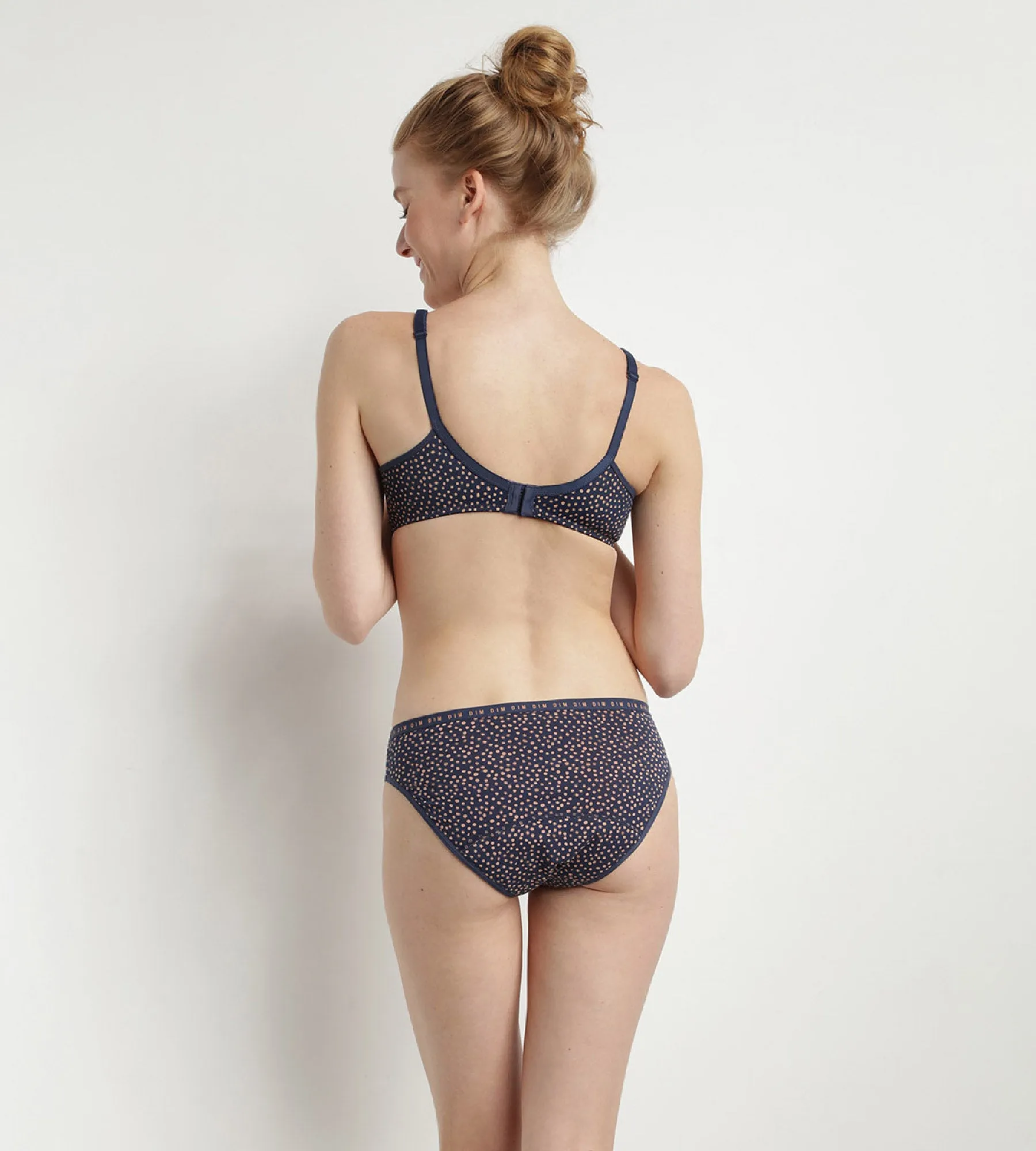 Dim Protect medium flow Menstrual knickers in organic cotton and indigo dots