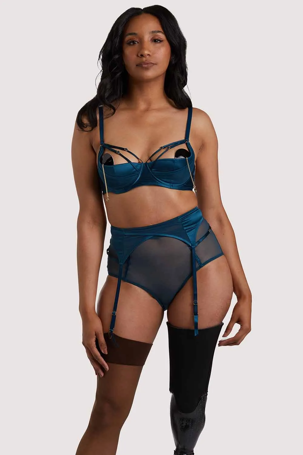 Firenza Strappy Teal Suspender