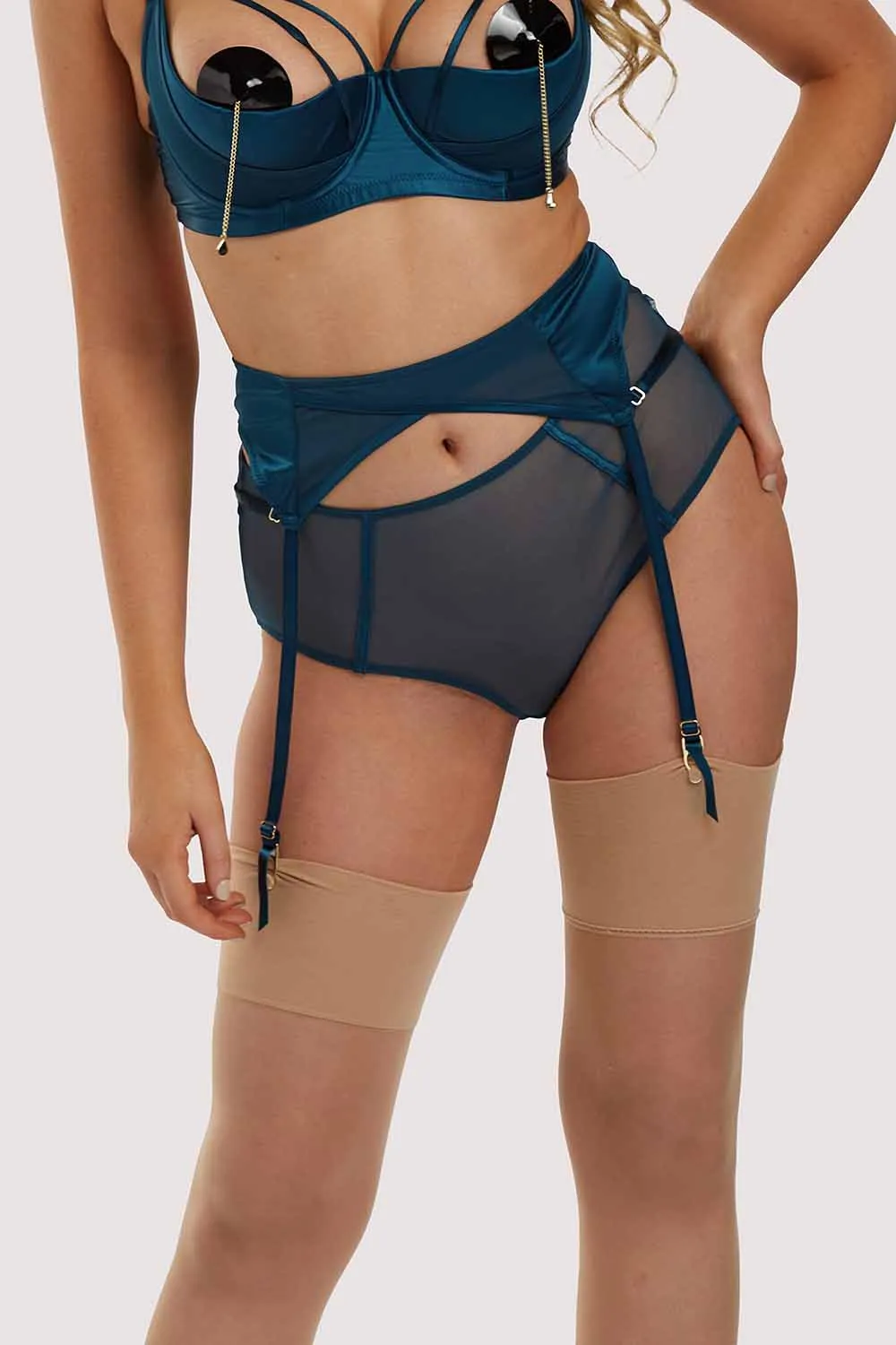 Firenza Strappy Teal Suspender