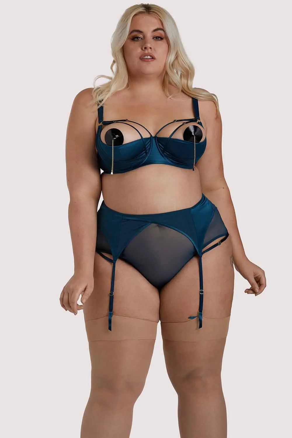 Firenza Strappy Teal Suspender