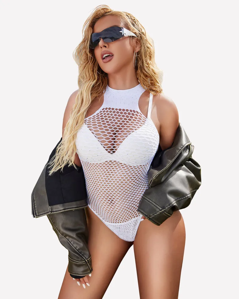 Fishnet Rhinestone Bodysuit