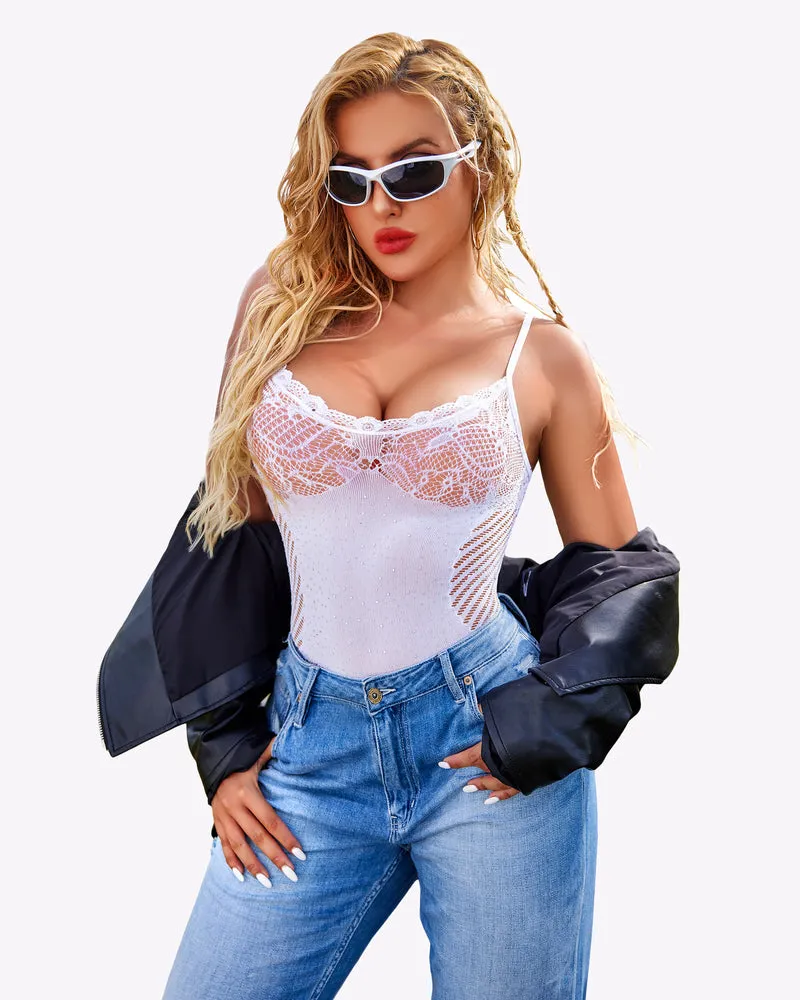 Fishnet Sparkle Rhinestone Bodysuit