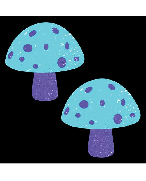 Glow in the Dark Neva Nude Black Light Glitter Shroom Pasties – Pink/White