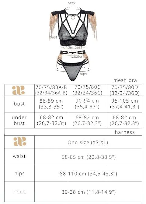 Golden Power Bondage Bra. Thong and Belt