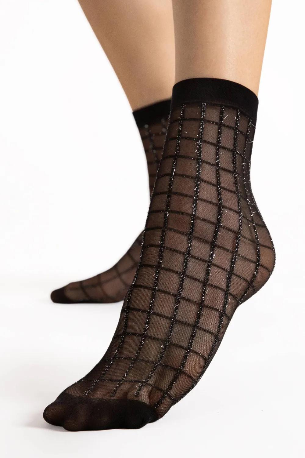Grid Sheer Lurex Check Pattern Socks 20 Denier