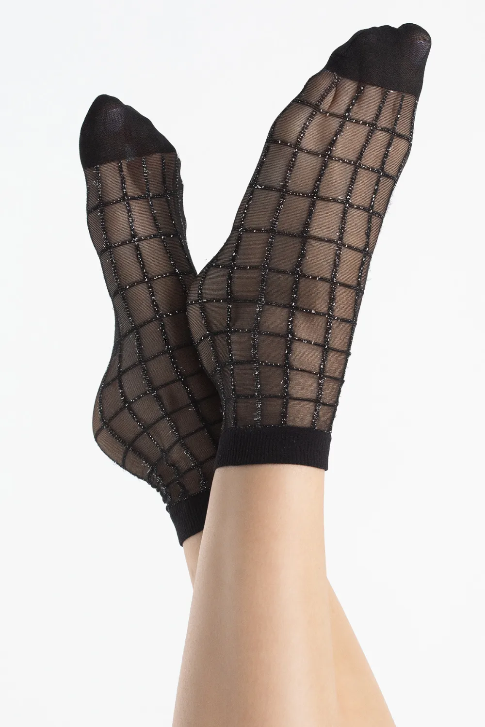 Grid Sheer Lurex Check Pattern Socks 20 Denier