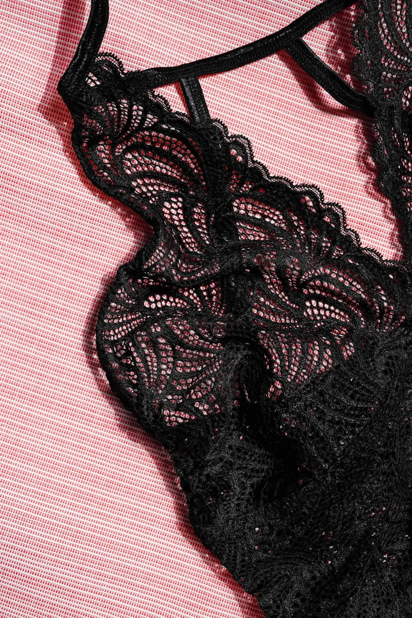 Lace & Mesh Keyhole Babydoll - Black