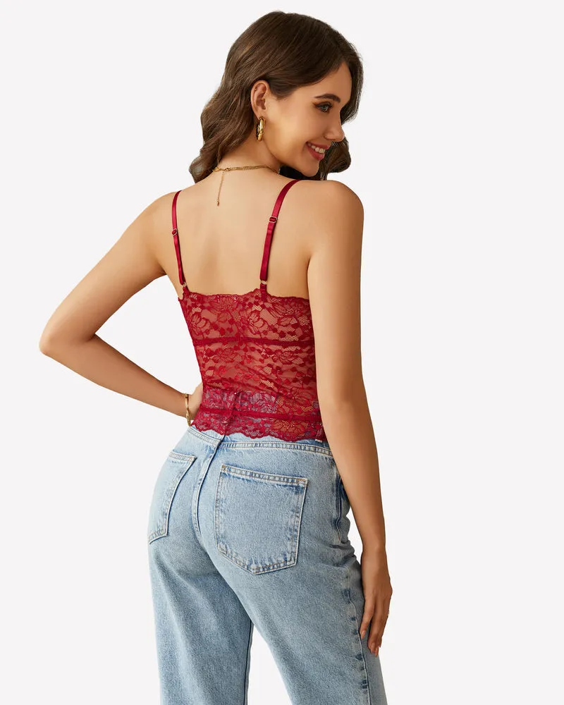 Lace Crop Top Ruched Tank