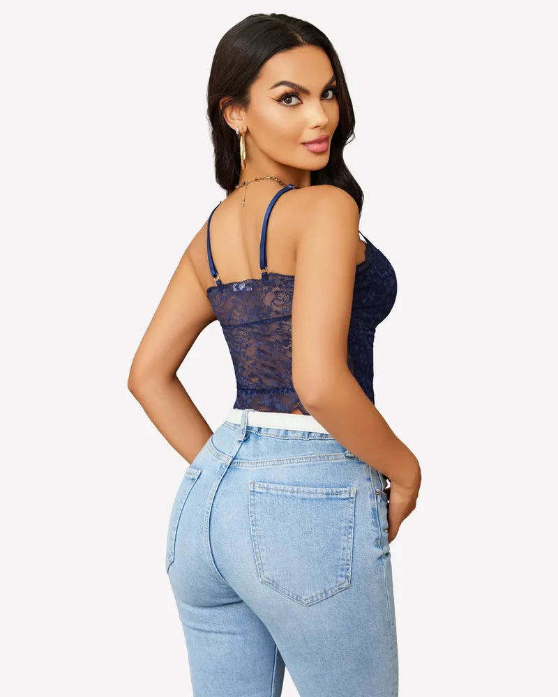 Lace Crop Top Ruched Tank