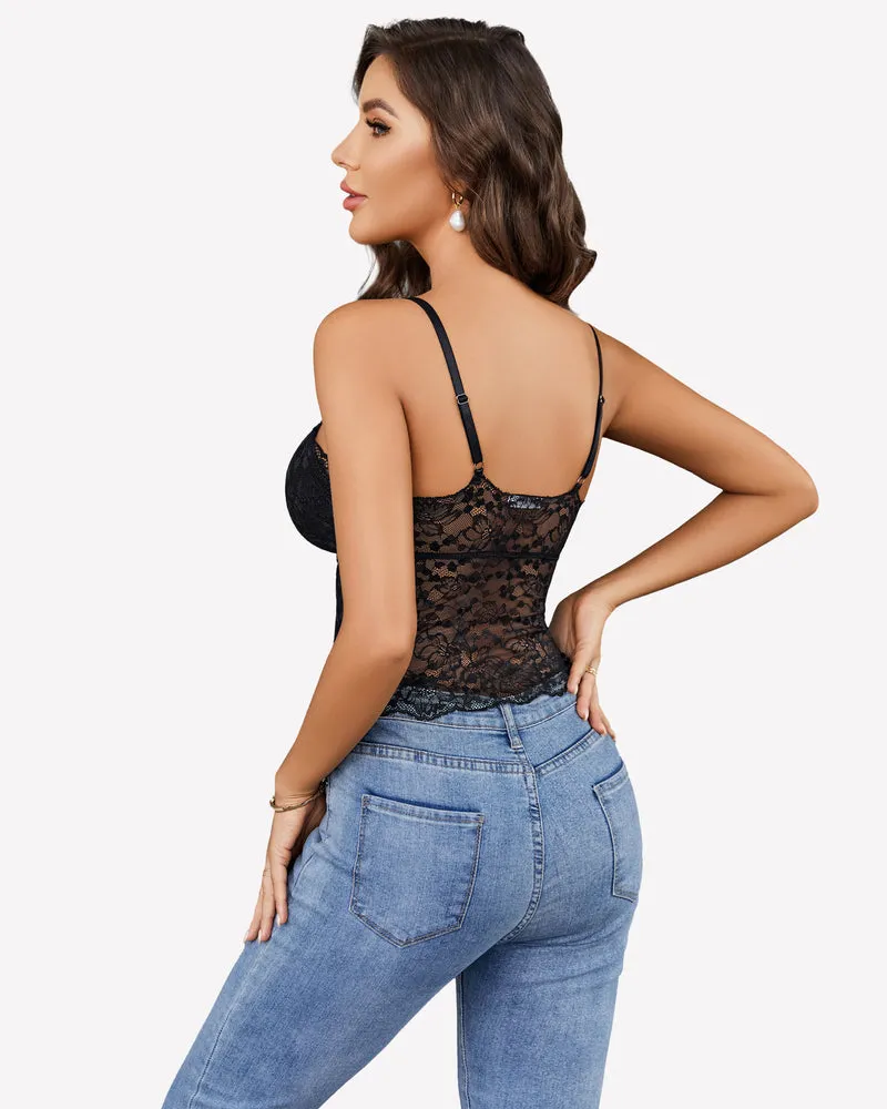 Lace Crop Top Ruched Tank
