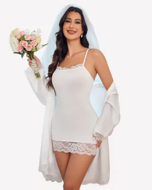 Lace Trim Mini Slip Modal Dress