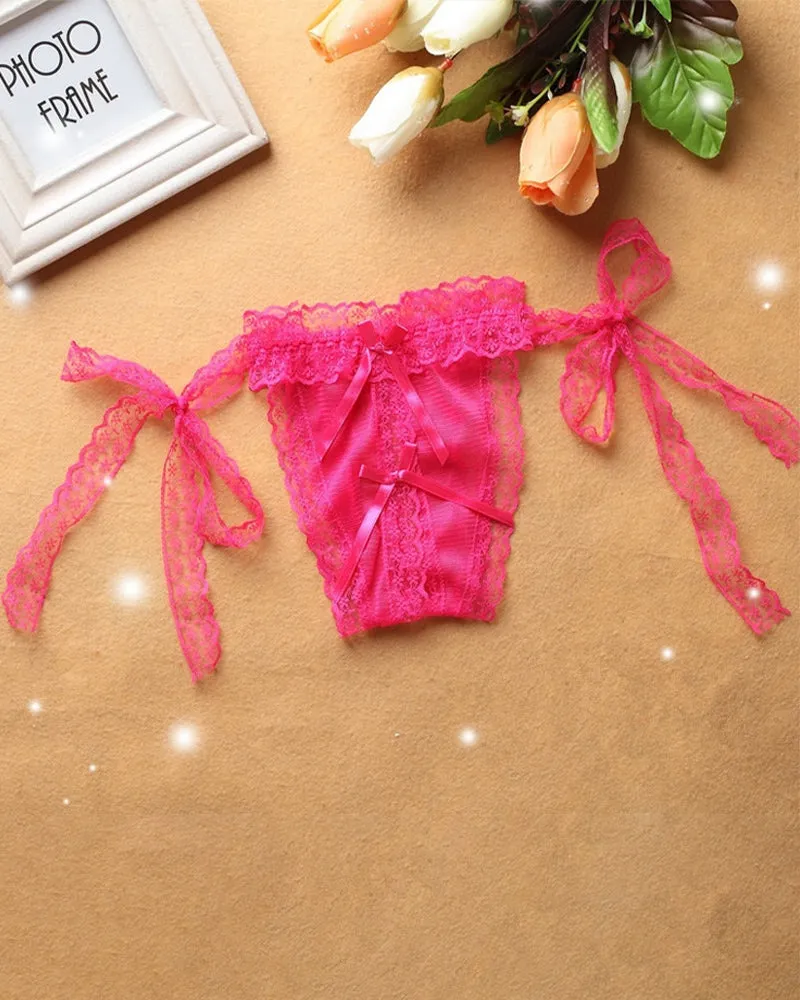Lace-up Crotchless Thong Panty