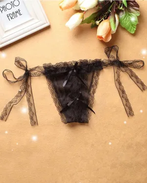 Lace-up Crotchless Thong Panty