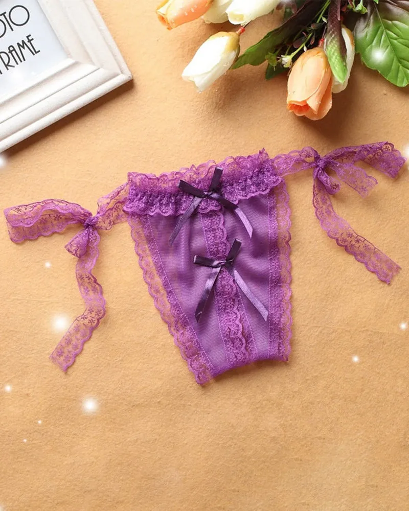 Lace-up Crotchless Thong Panty