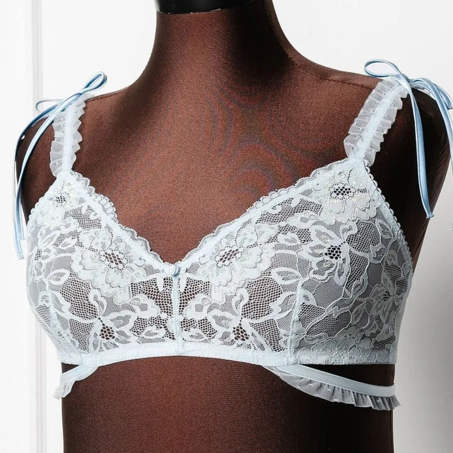 Lacy Ruffle Strap Bralette - Iridescent Daydream