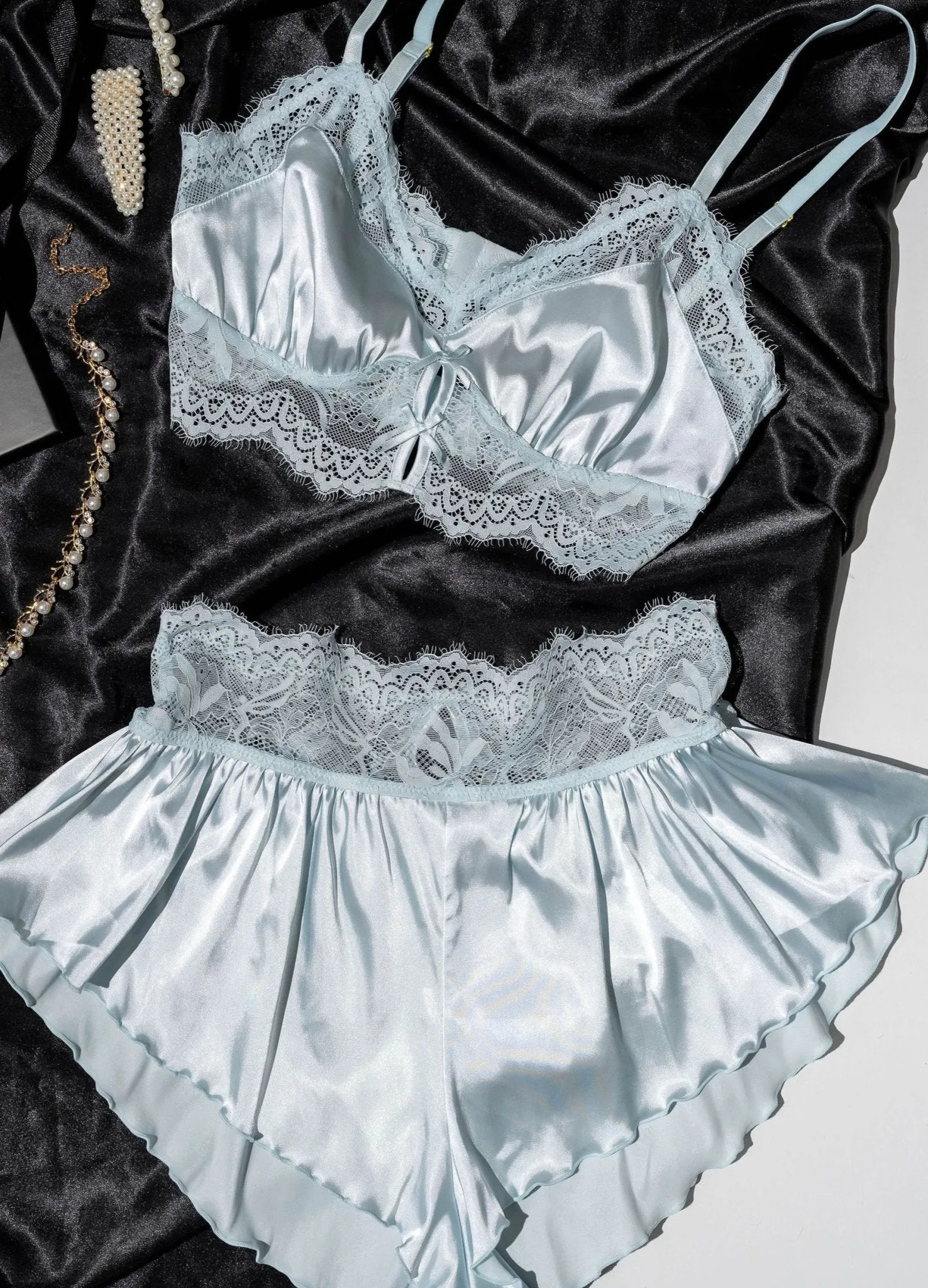 Lacy Satin Keyhole Bralette - Something Blue