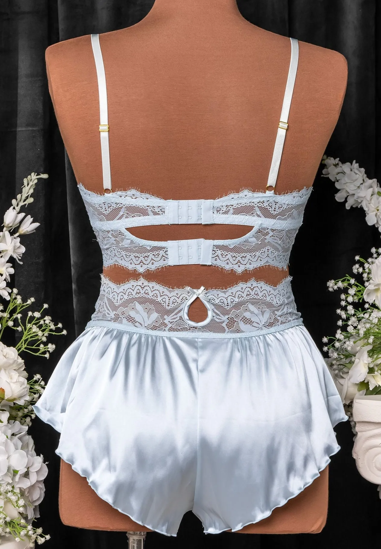 Lacy Satin Keyhole Bralette - Something Blue