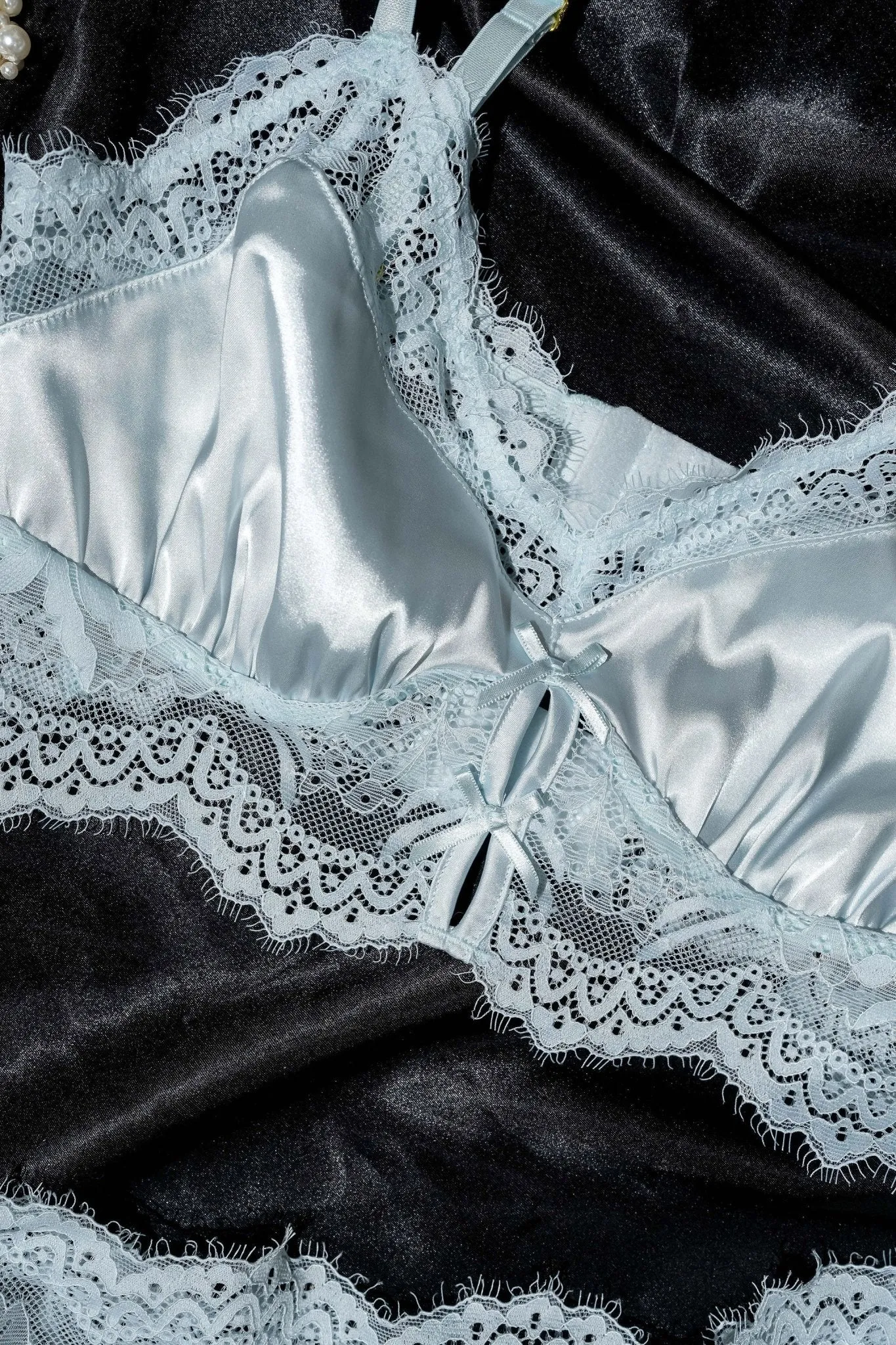 Lacy Satin Keyhole Bralette - Something Blue